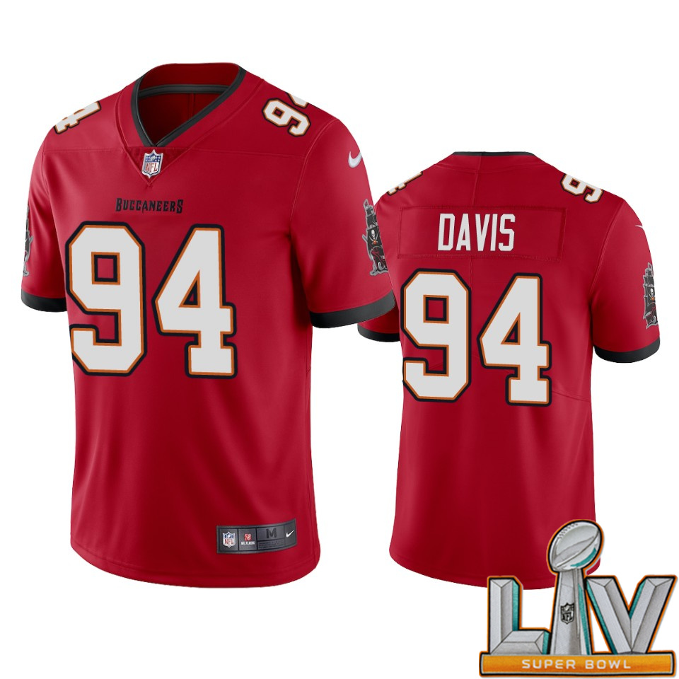 Super Bowl LV 2021 Tampa Bay Buccaneers Men Nike NFL #94 Khalil Davis Red Vapor Untouchable Limited Jersey->tampa bay buccaneers->NFL Jersey